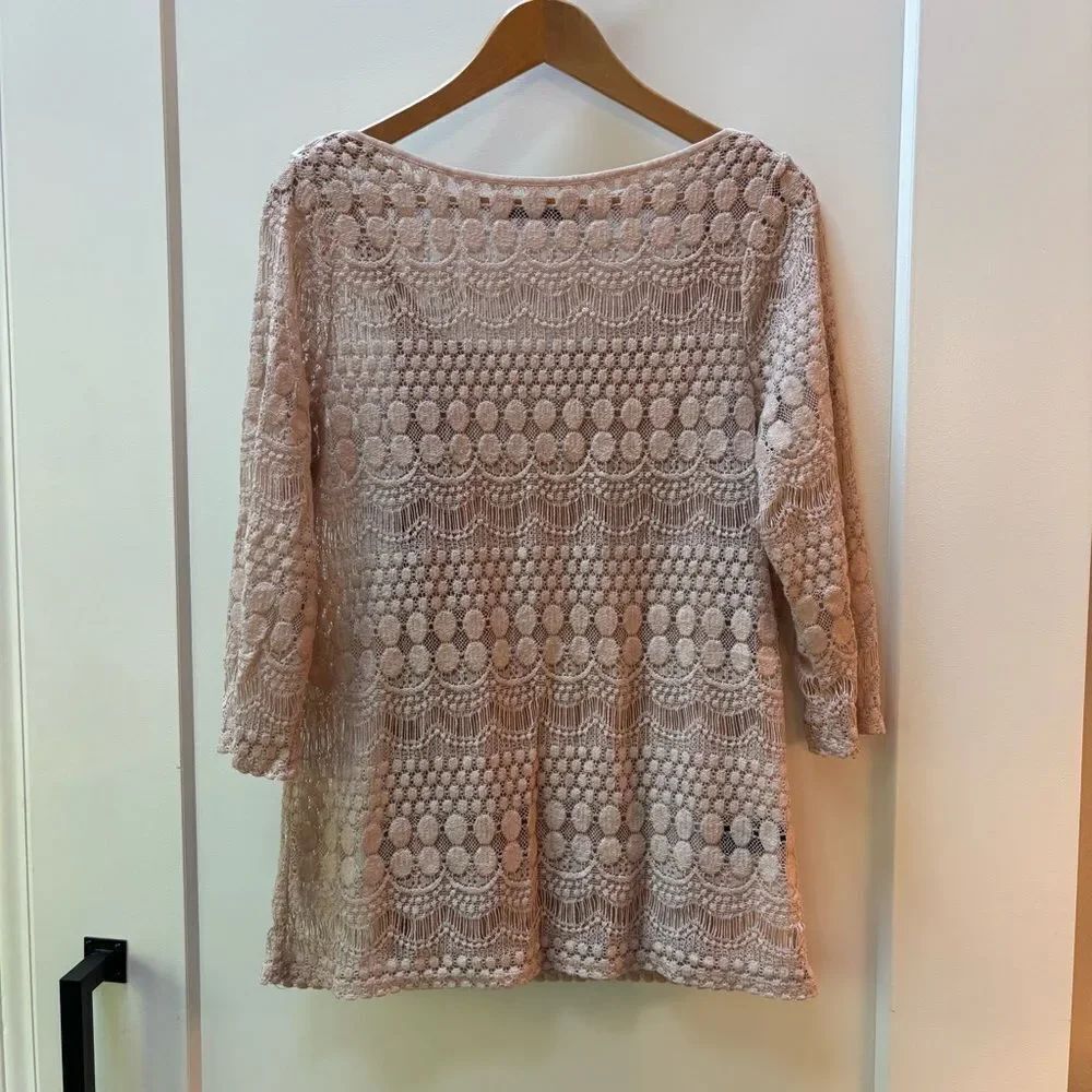 Max Jeans Blush Lace Crochet Tunic Top – Size M